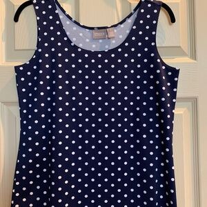 NWT Chico’s Blue/White Polka Dot Tank Top sz 1